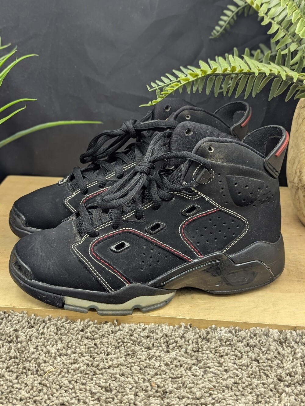 Nike Boys Air Jordan 6-17-23 DM1159-003 Black Suede Basketball Shoes Size 4Y